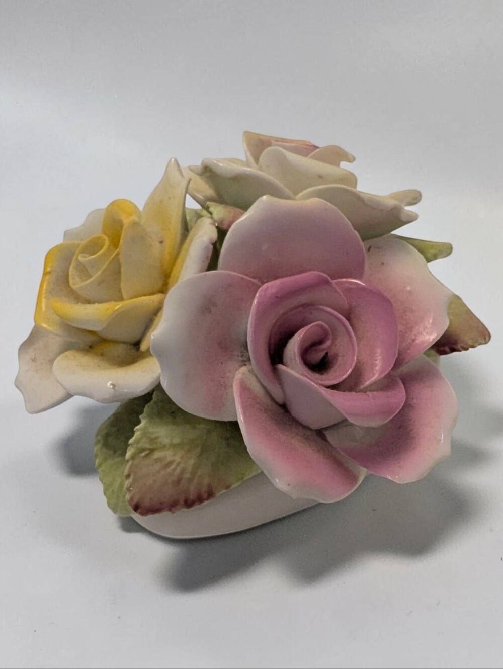 VINTAGE Bone China Figurine Bouquet Royale Stratford England Pink Yellow White